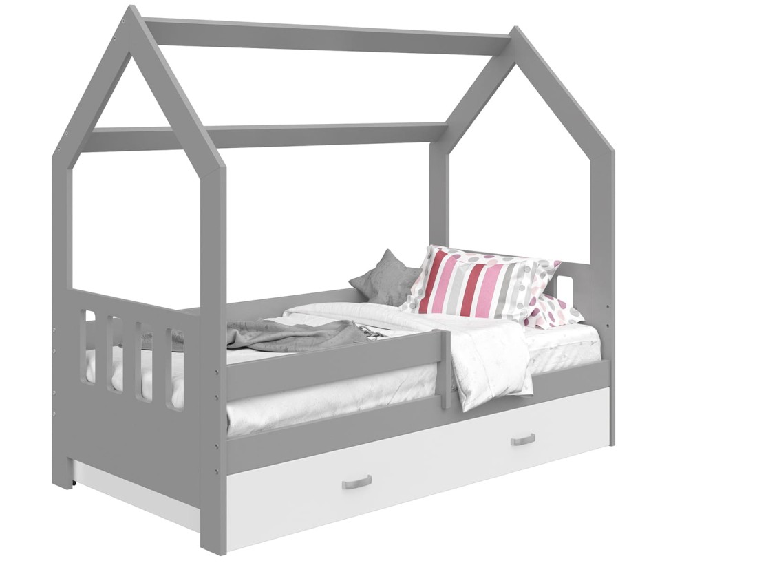 OUTLET - Łóżko Domek dziecięce 160x80 dla dzieci szary D3C
