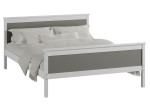 OUTLET - Łóżko drewniane Laris 140x200 białe z szarymi płytami