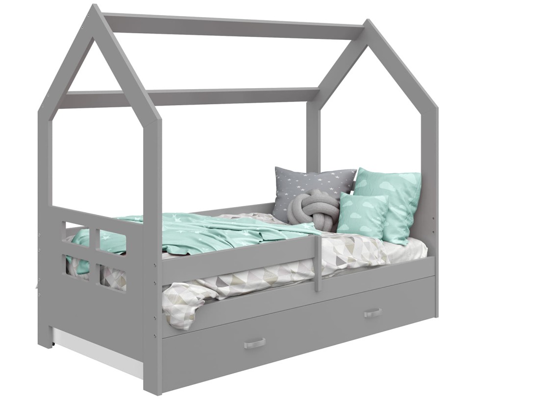OUTLET - Łóżko Domek dziecięce 160x80 dla dzieci szary D3D