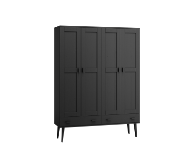 Szafa sosnowa Venuci 4D nr1 wieszak/półki szuflada 175 cm czarna