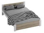 Łóżko DMD3 140x200 Białe + dąb sonoma z materacem i szufladą