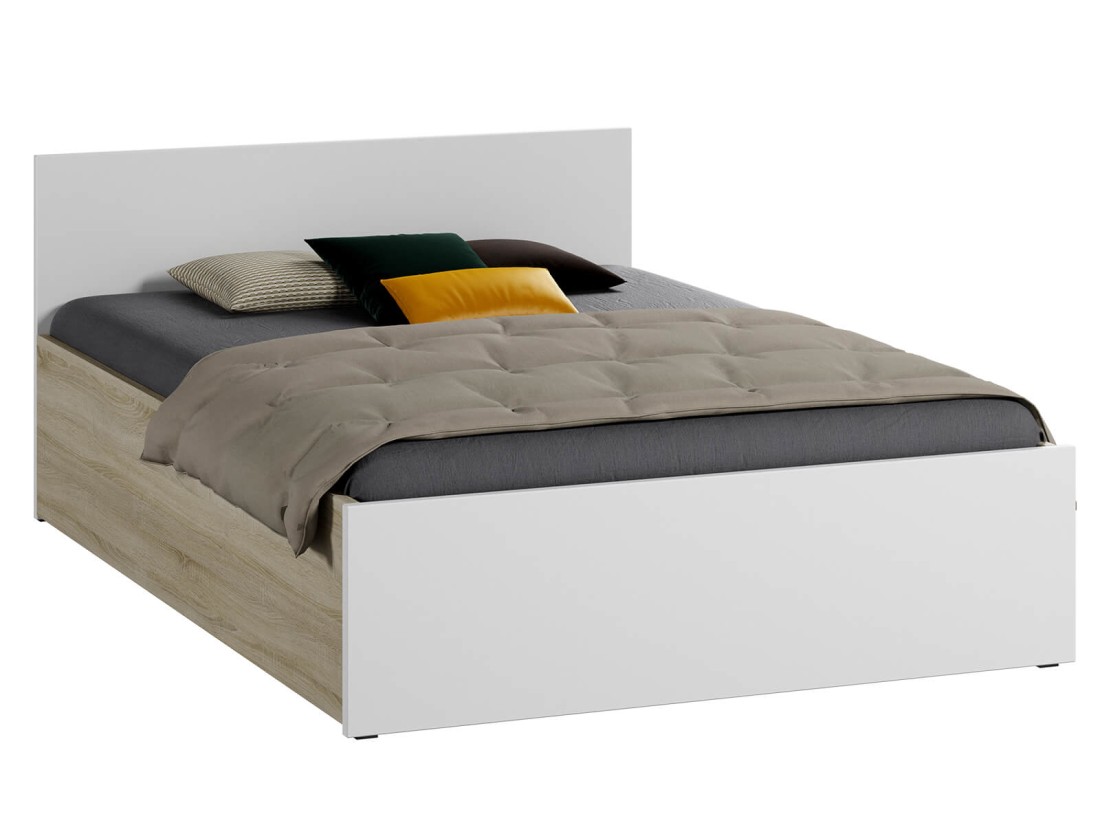 Łóżko DM1 140x200 Białe/boki dąb sonoma
