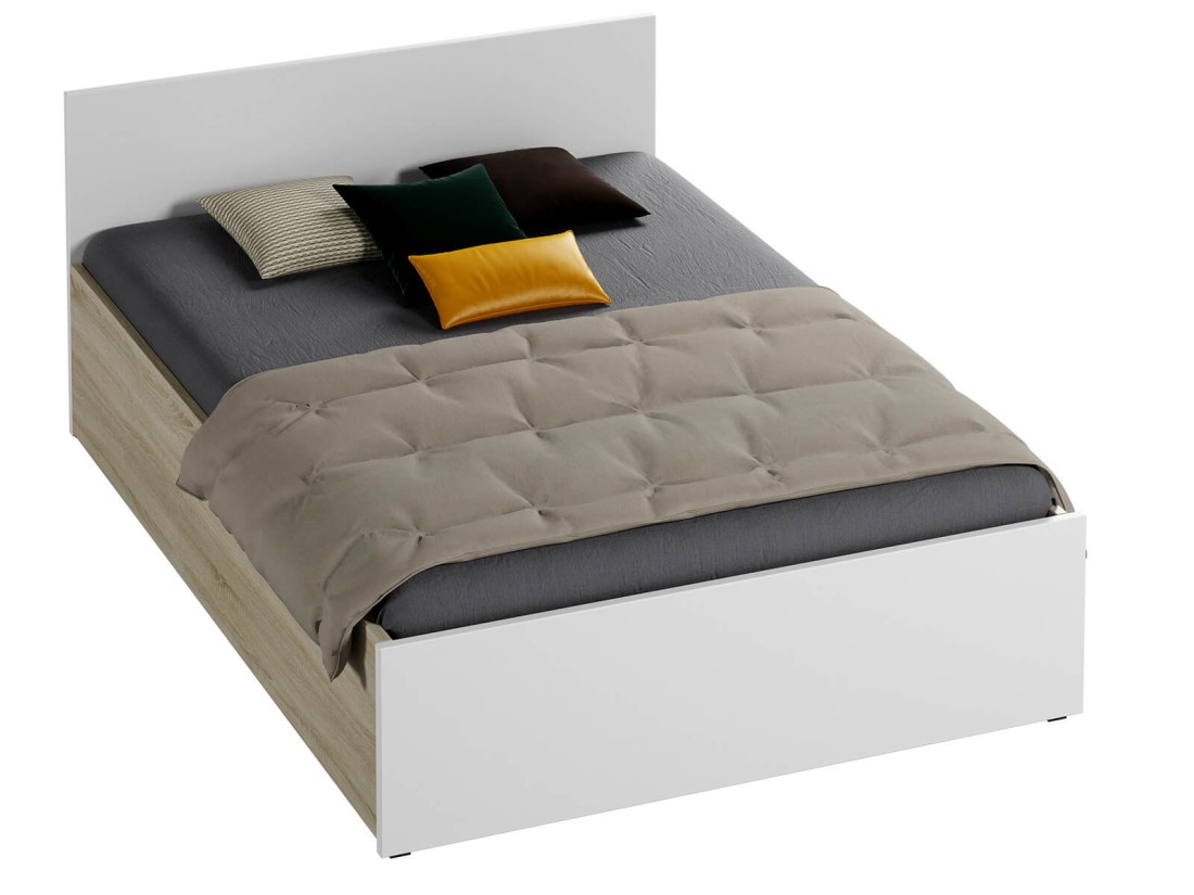 Łóżko DM1 140x200 Białe/boki dąb sonoma