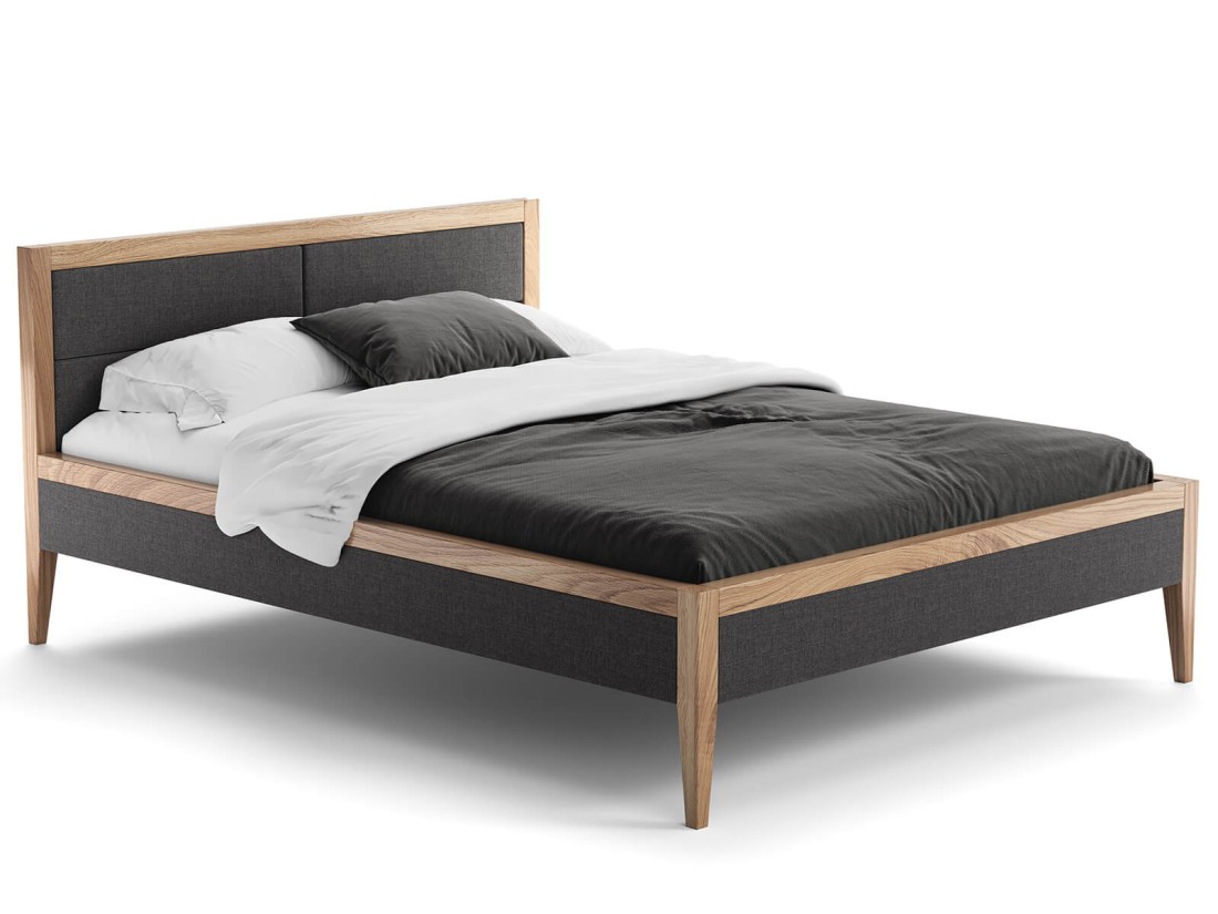 Łóżko dębowe 180x200cm tapicerowane Belagio Grafitowe