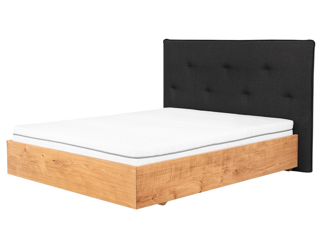 Łóżko dębowe ze stelażem na ramie i pojemnikiem Portofino 160x200