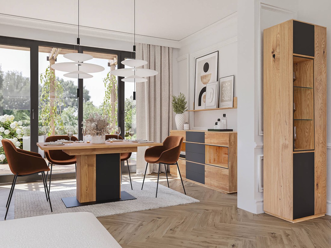 Komoda dębowa lita Taranto nr 15 z oświetleniem LED dąb czysty olej