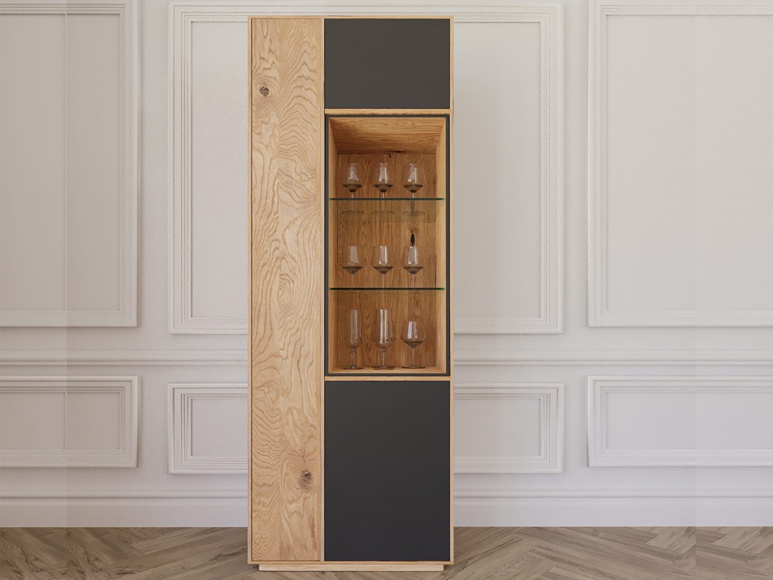 Witryna dębowa lita Taranto nr 10B z oświetleniem LED dąb czysty olej