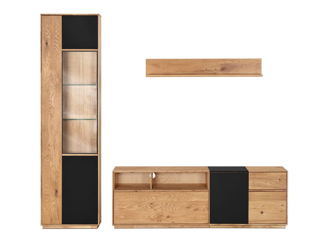 Witryna dębowa lita Taranto nr 10B z oświetleniem LED dąb czysty olej