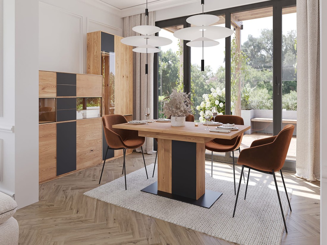 Komoda dębowa lita Taranto nr 15 z oświetleniem LED dąb czysty olej