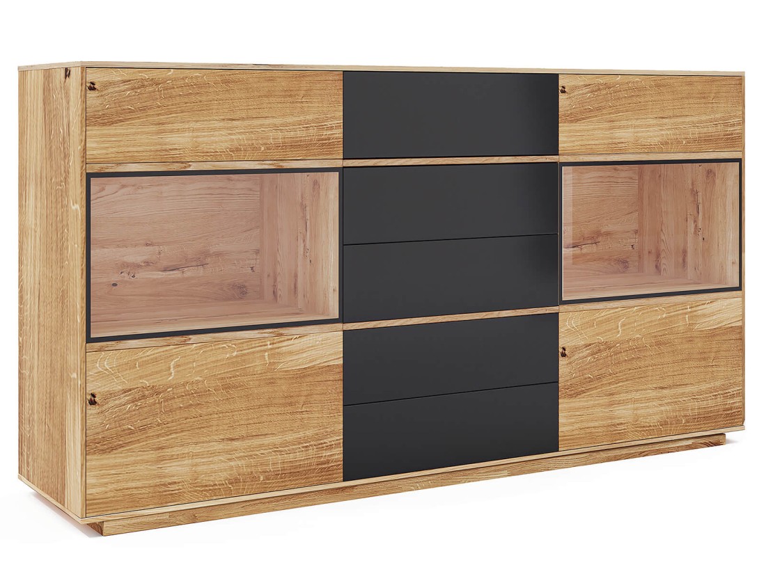 Komoda dębowa lita Taranto nr 15 z oświetleniem LED dąb czysty olej