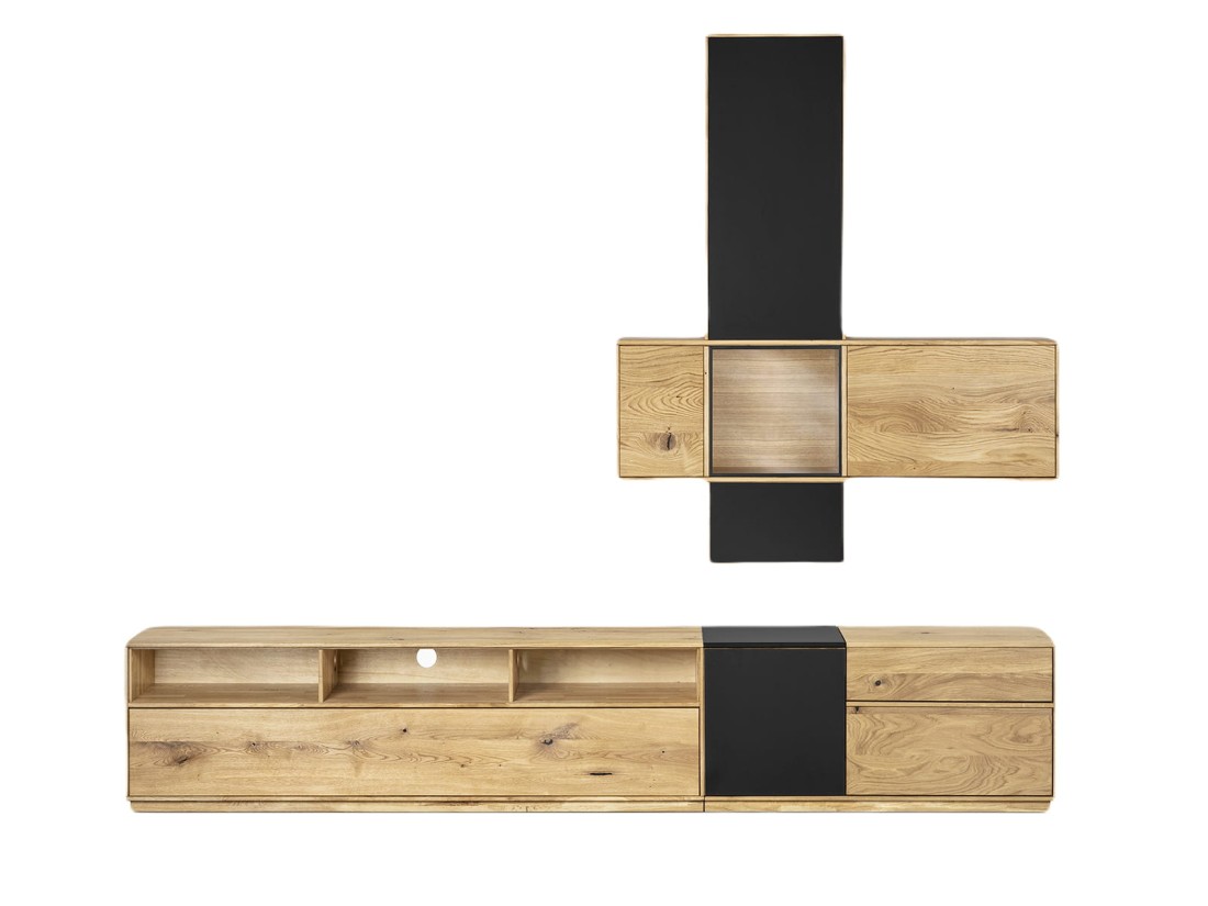 Szafka wisząca dębowa lita Taranto nr 14C z oświetleniem LED dąb czysty olej