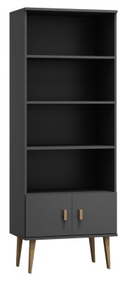 Regał drewniany Venuci drzwiczki 79 cm szary