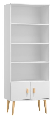 Regał drewniany Venuci drzwiczki 79 cm biały