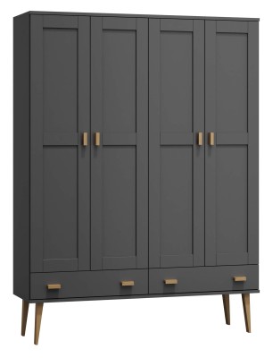 Szafa sosnowa Venuci 4D nr1 wieszak/półki szuflada 155 cm szara