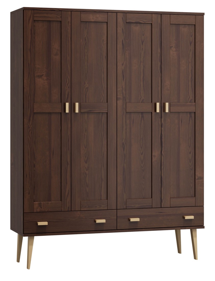 Szafa sosnowa Venuci 4D nr1 wieszak/półki szuflada 175 cm orzech