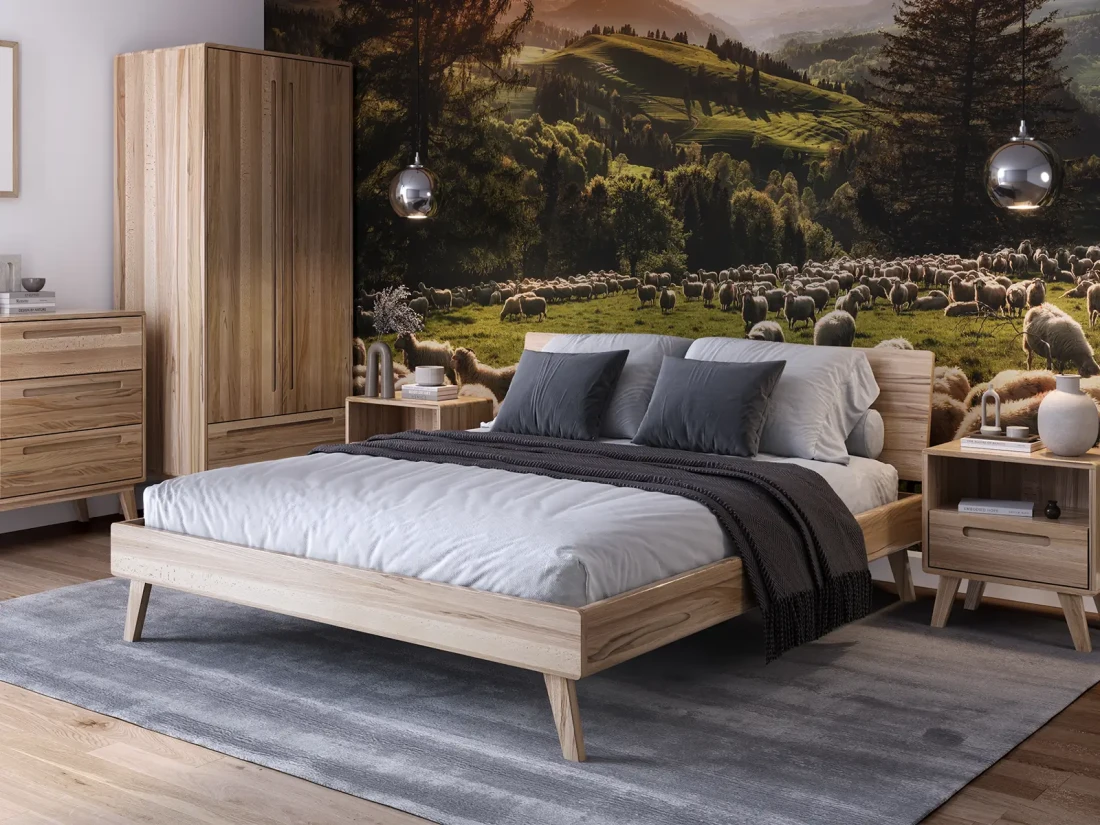 Łóżko drewniane bukowe 160x200 Beskid 03 buk naturalny