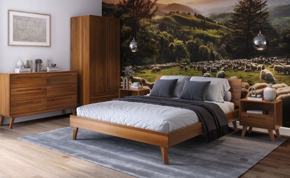 Łóżko drewniane bukowe 160x200 Beskid 03 dąb rustikal