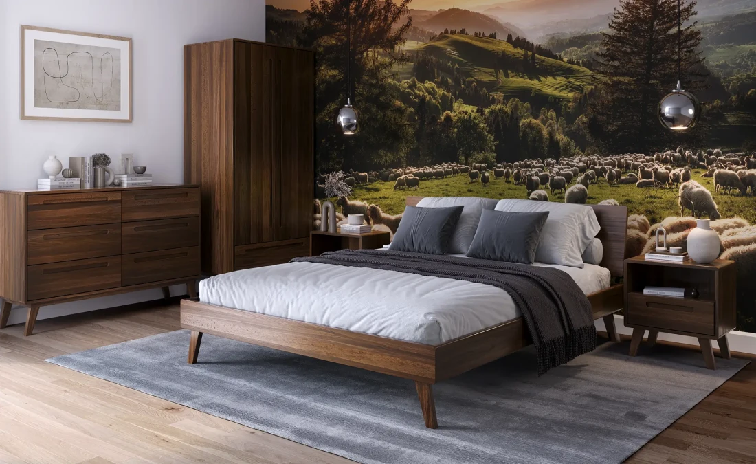 Łóżko drewniane bukowe 160x200 Beskid 03 orzech włoski