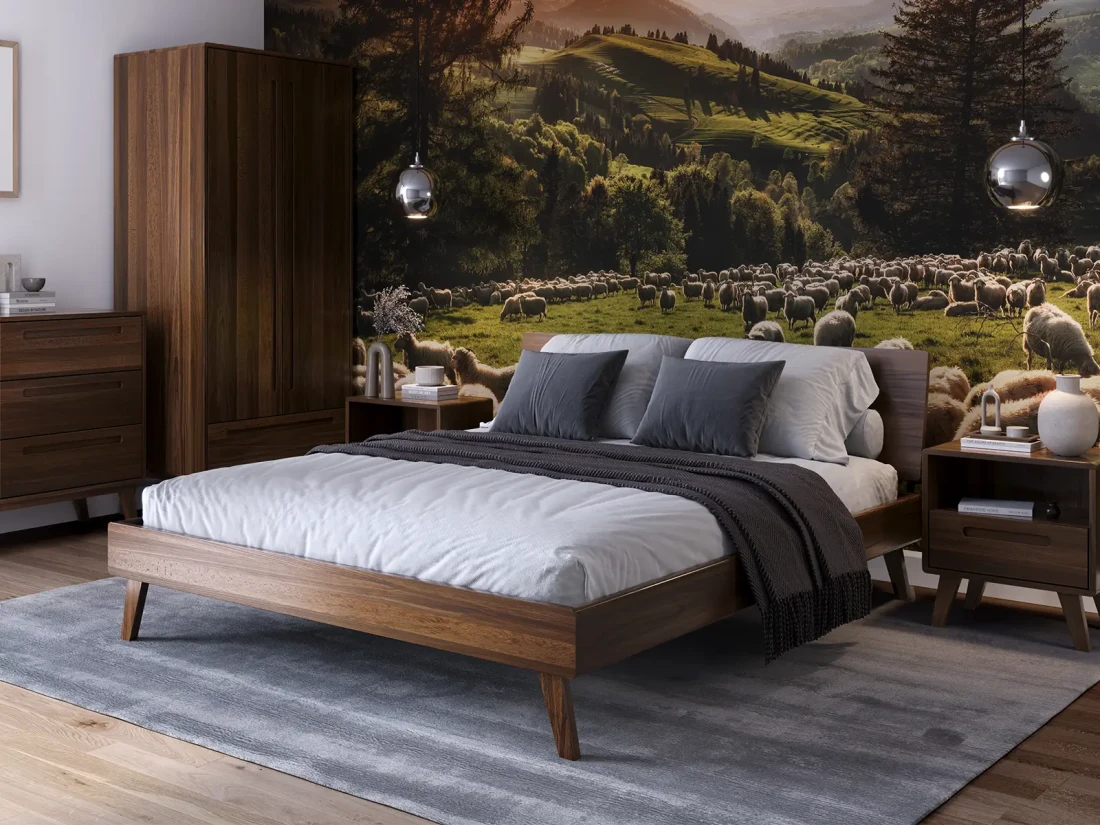 Łóżko drewniane bukowe 180x200 Beskid 03 orzech włoski