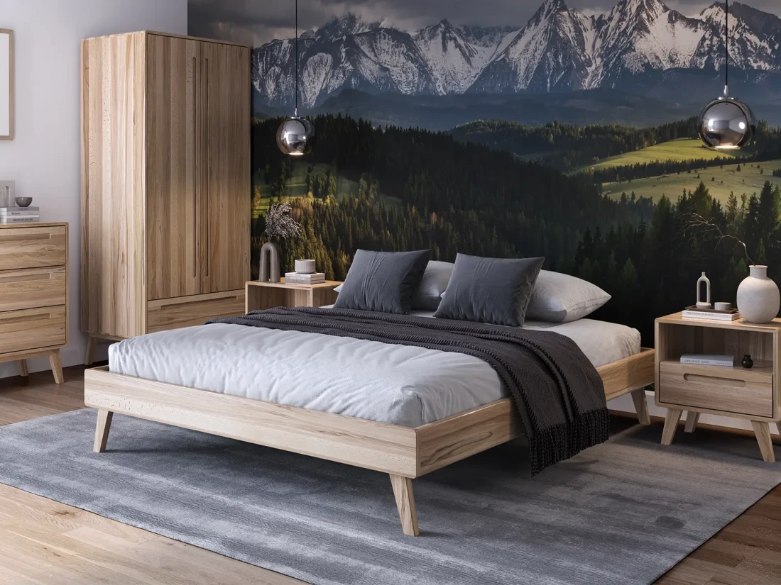 Łóżko bez zagłówka 180x200 drewniane bukowe Beskid 04 buk naturalny