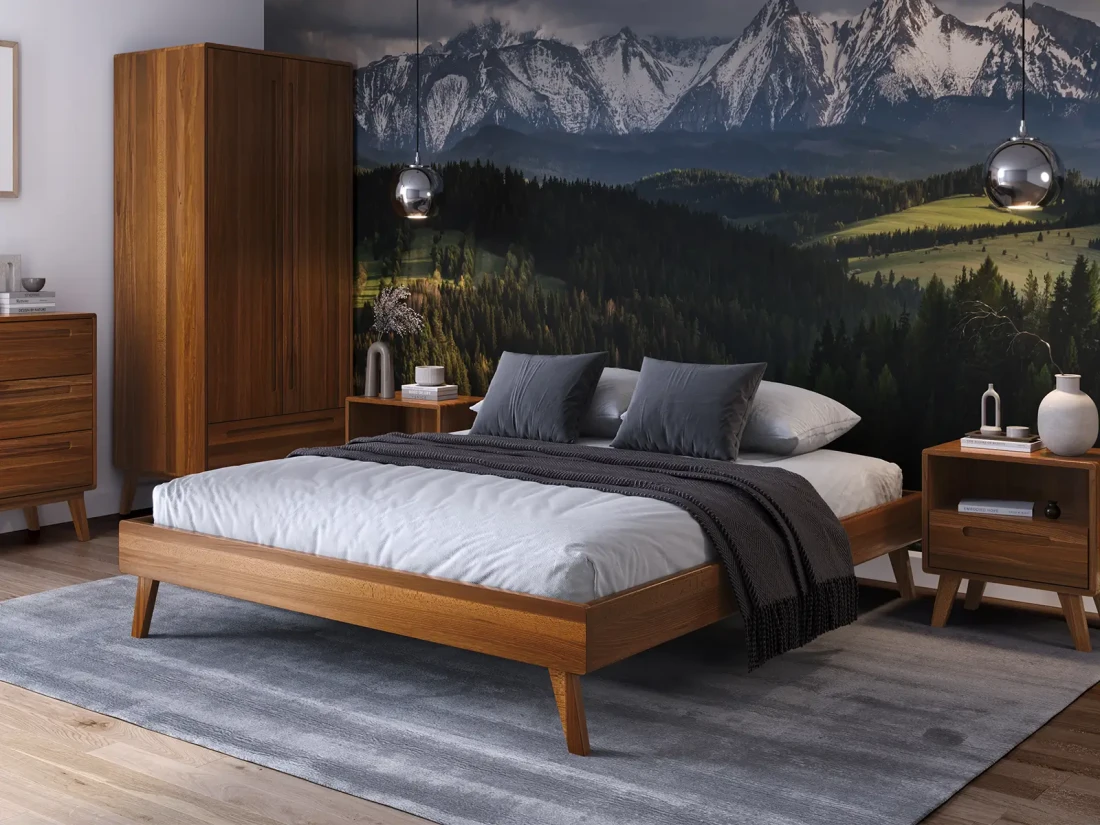 Łóżko bez zagłówka 160x200 drewniane bukowe Beskid 04 dąb rustikal