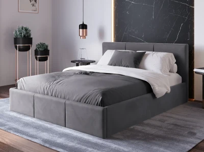 Łóżko tapicerowane z pojemnikiem 140x200 TOP line 7 Velvet Grafitowy