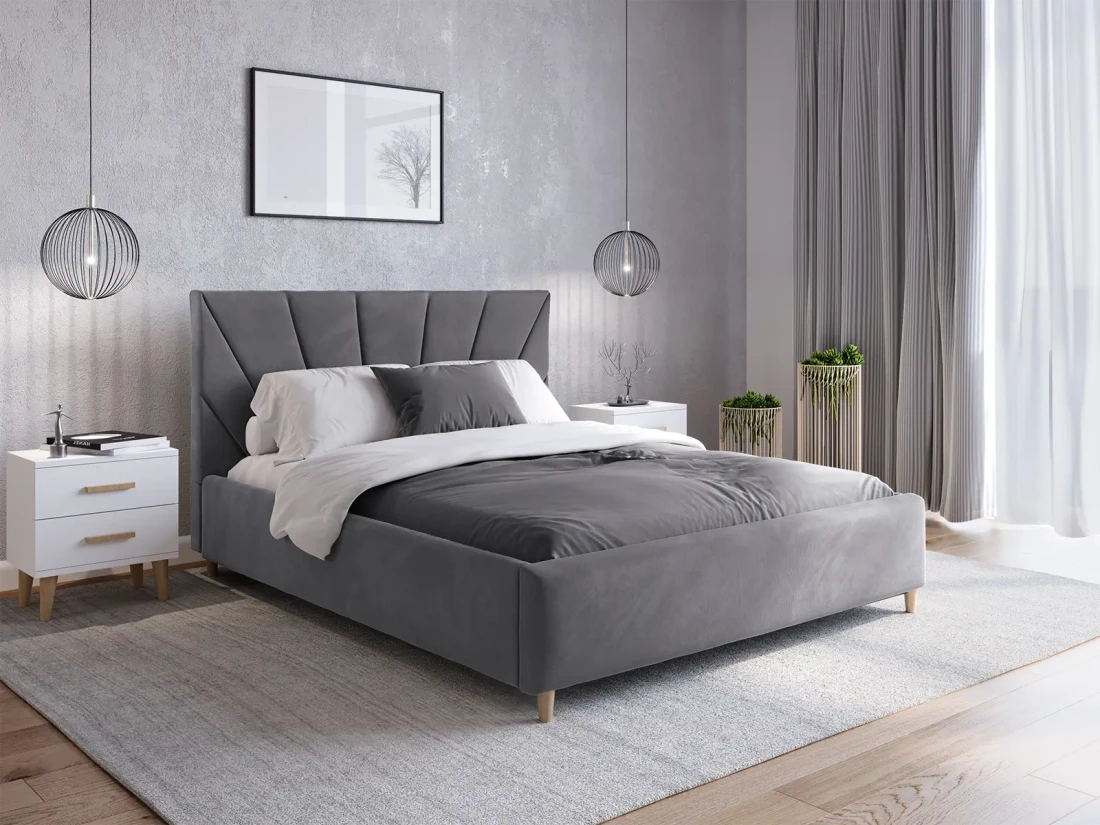 Łóżko tapicerowane Skandynawskie 180x200 Scandi line 3 Velvet Grafitowy