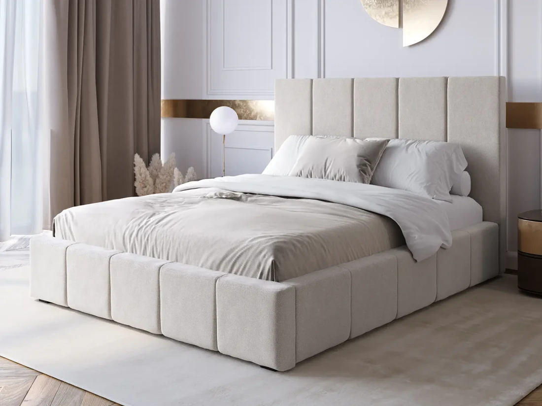 Łóżko tapicerowane z materacem i pojemnikiem 140x200 PRO line 18 kolor Soro 21