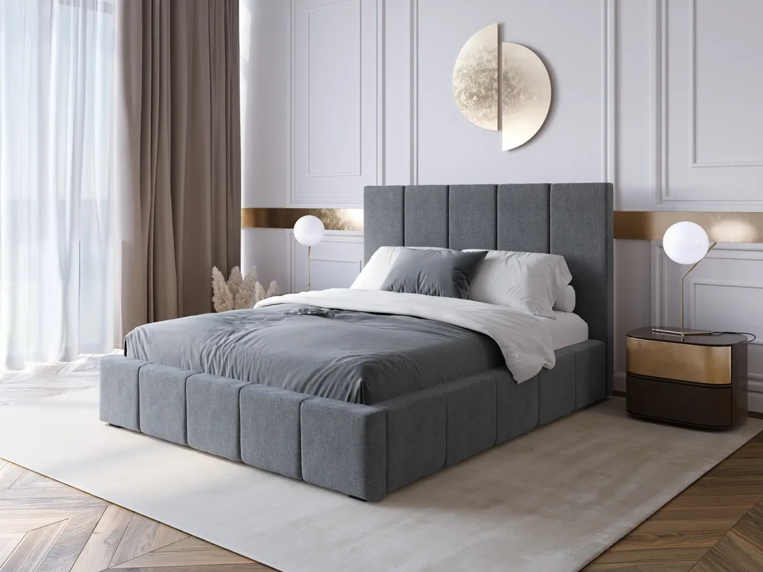 Łóżko tapicerowane z materacem i pojemnikiem 140x200 PRO line 18 kolor Soro 97