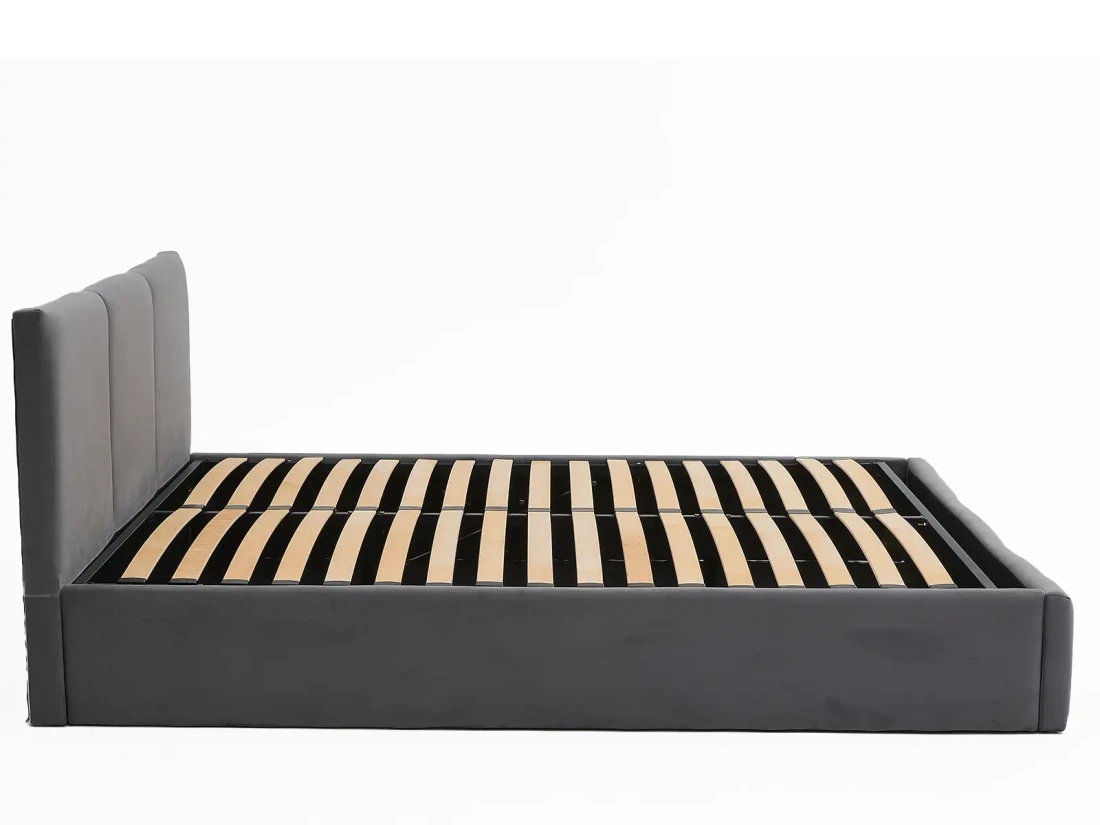 Łóżko tapicerowane z materacem i pojemnikiem 160x200 TOP line 7 Velvet Grafitowy