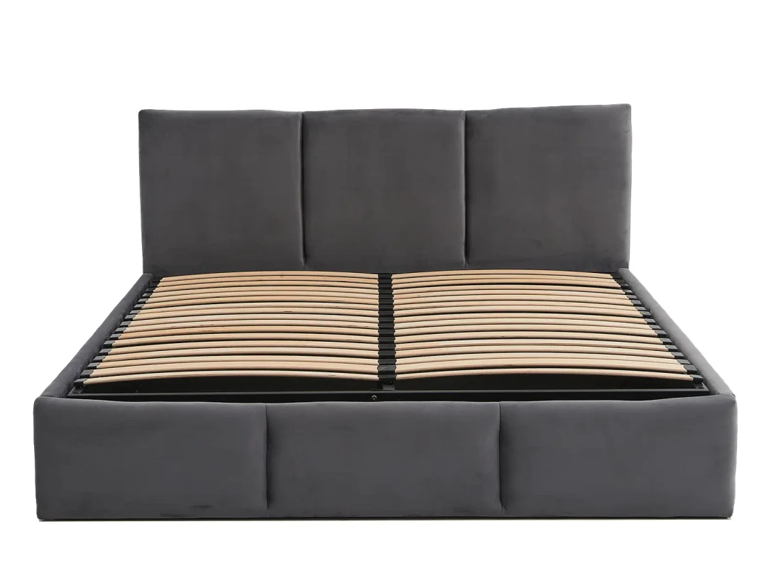 Łóżko tapicerowane z materacem i pojemnikiem 160x200 TOP line 7 Velvet Grafitowy