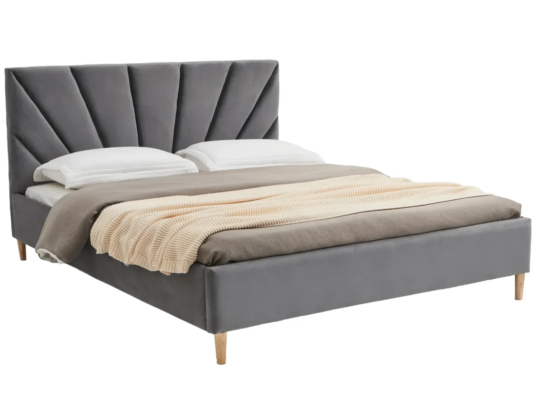 Łóżko tapicerowane z materacem 140x200 Scandi line 3 Velvet Grafitowy
