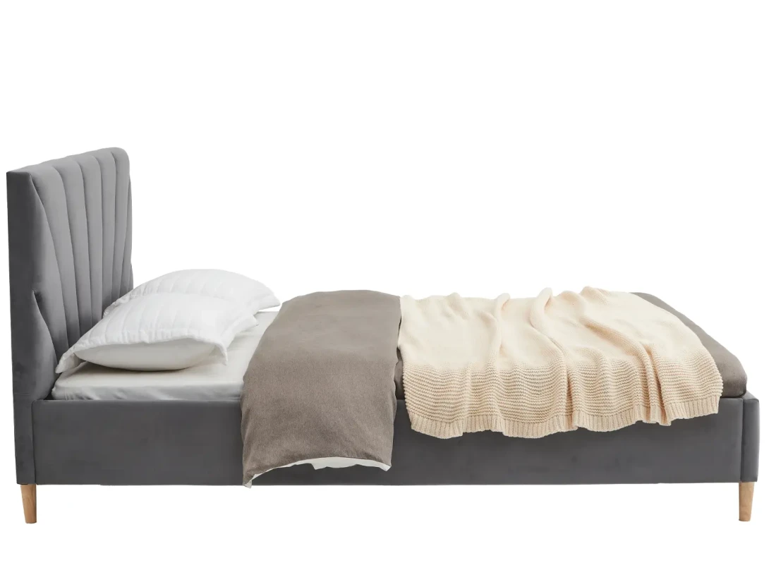 Łóżko tapicerowane z materacem 140x200 Scandi line 3 Velvet Grafitowy