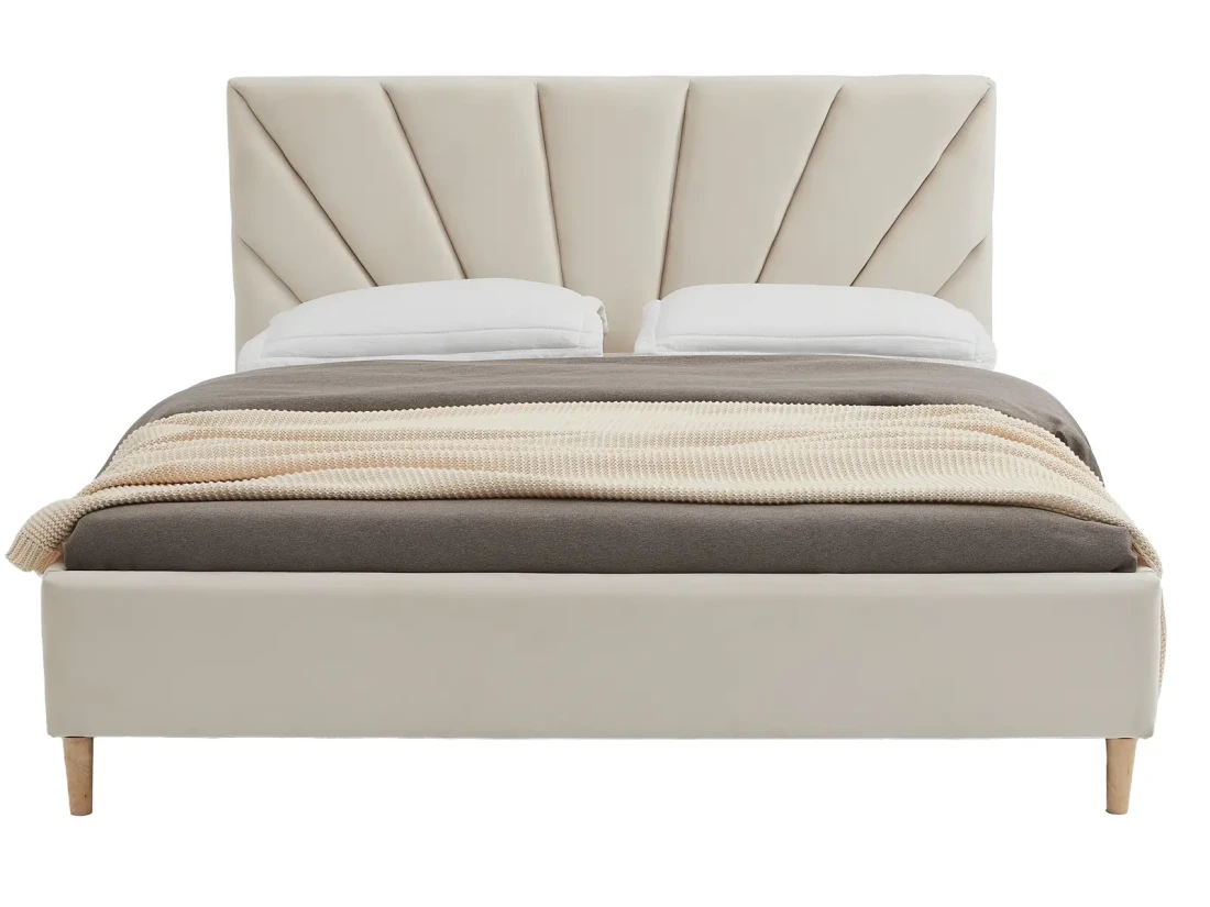 Łóżko tapicerowane z materacem 140x200 Scandi line 3 Velvet Beżowy