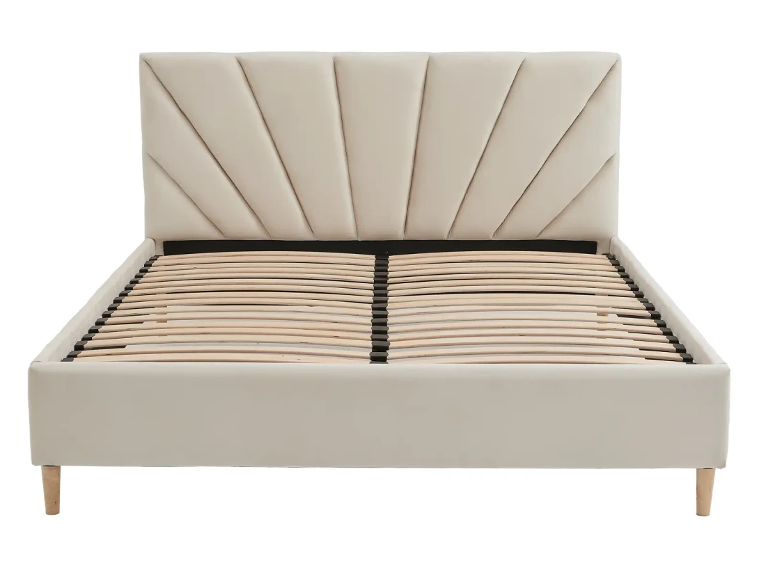 Łóżko tapicerowane z materacem 140x200 Scandi line 3 Velvet Beżowy