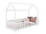 Łóżko dziecięce Domek 80x160 z barierką i stelażem kolor biały D7