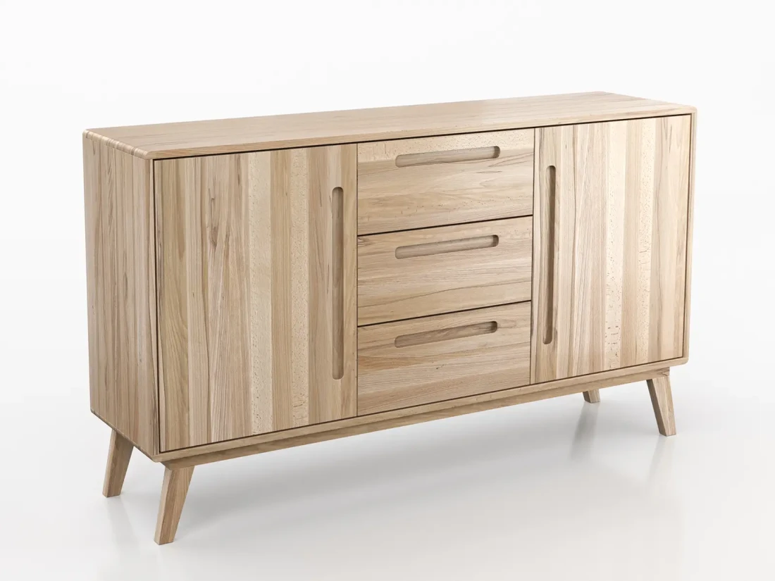 Komoda drewniana bukowa Beskid 3S2D szer. 155 cm buk naturalny