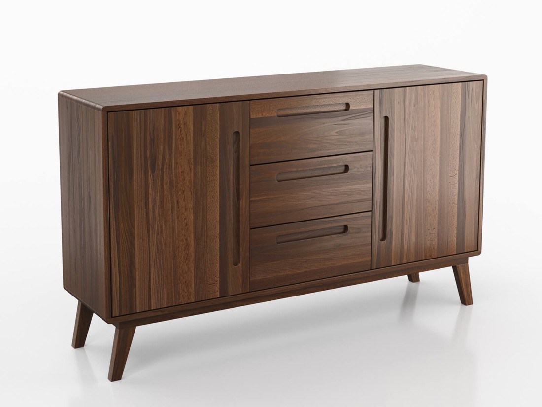 Komoda drewniana bukowa Beskid 3S2D szer. 155 cm orzech włoski