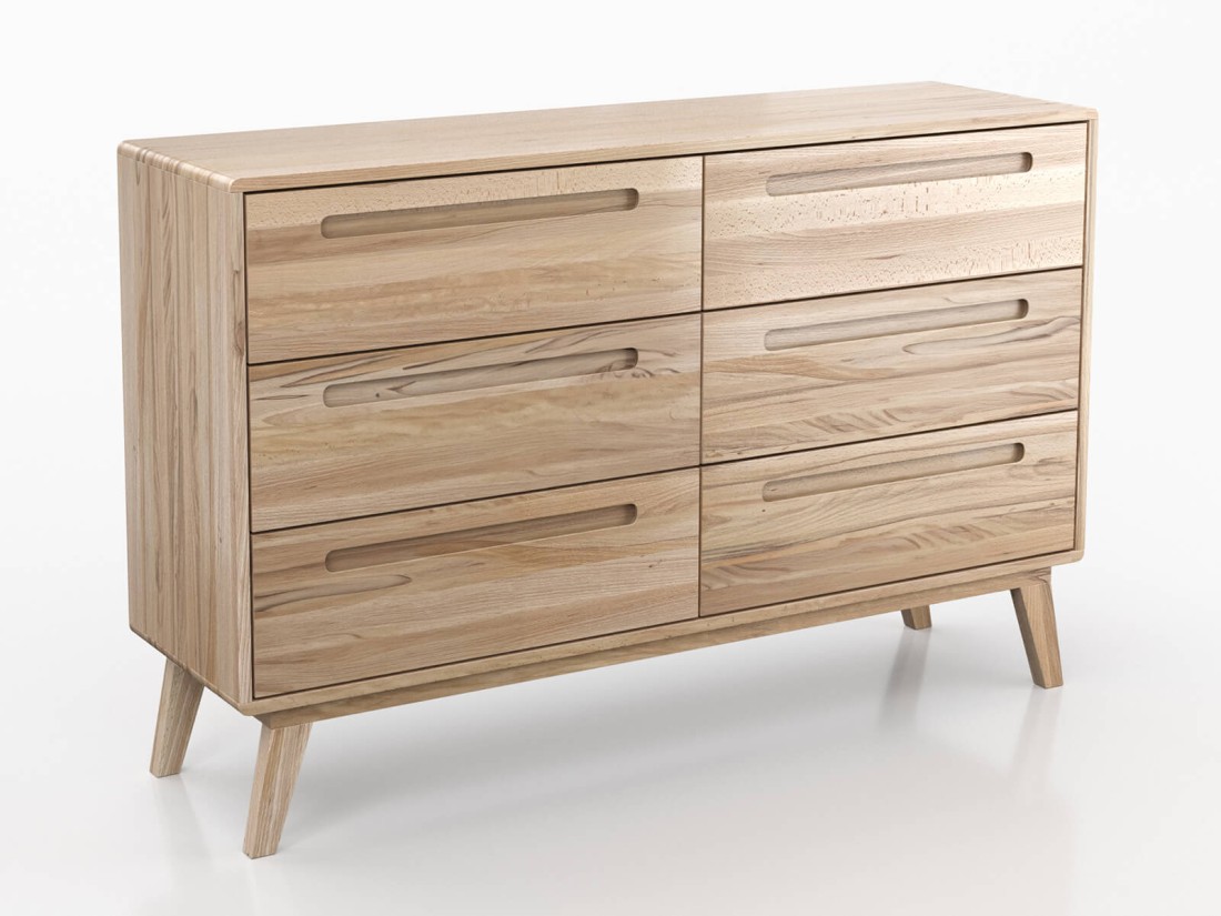 Komoda drewniana bukowa Beskid 6S szer. 140 cm buk naturalny