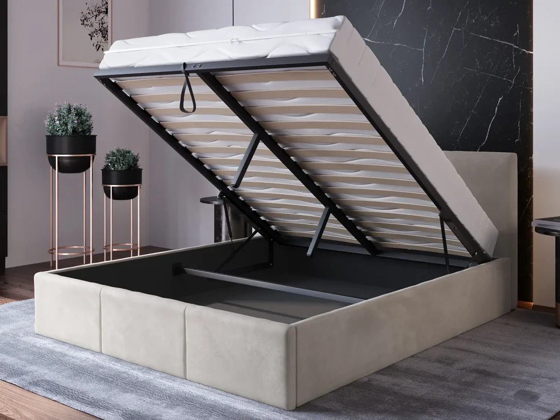  Łóżko tapicerowane z pojemnikiem 180x200 TOP line 7 Velvet Szary