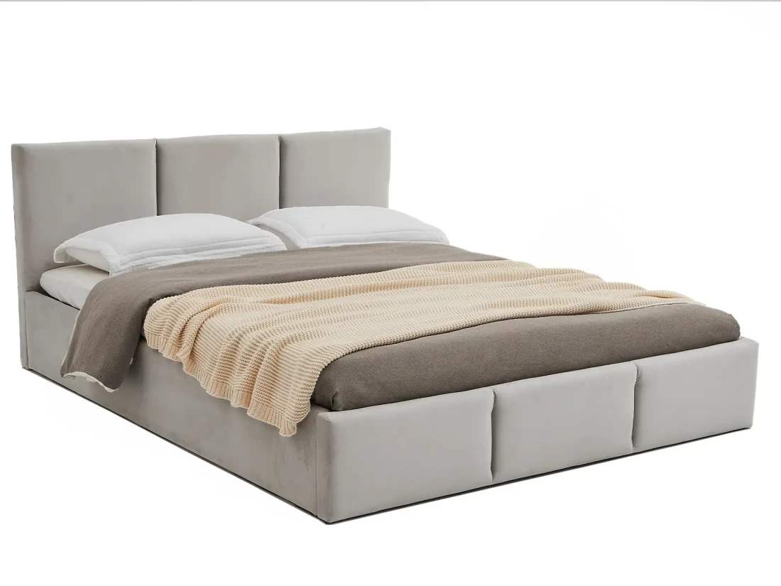  Łóżko tapicerowane z pojemnikiem 180x200 TOP line 7 Velvet Szary