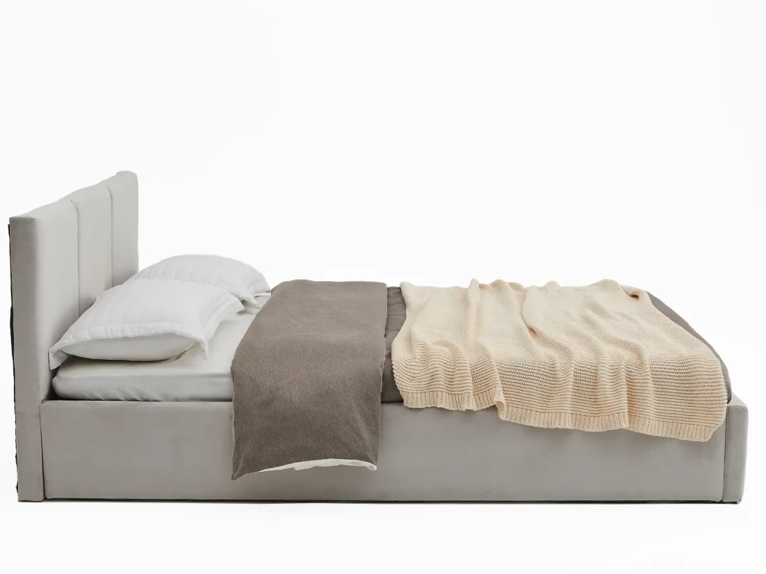  Łóżko tapicerowane z pojemnikiem 180x200 TOP line 7 Velvet Szary