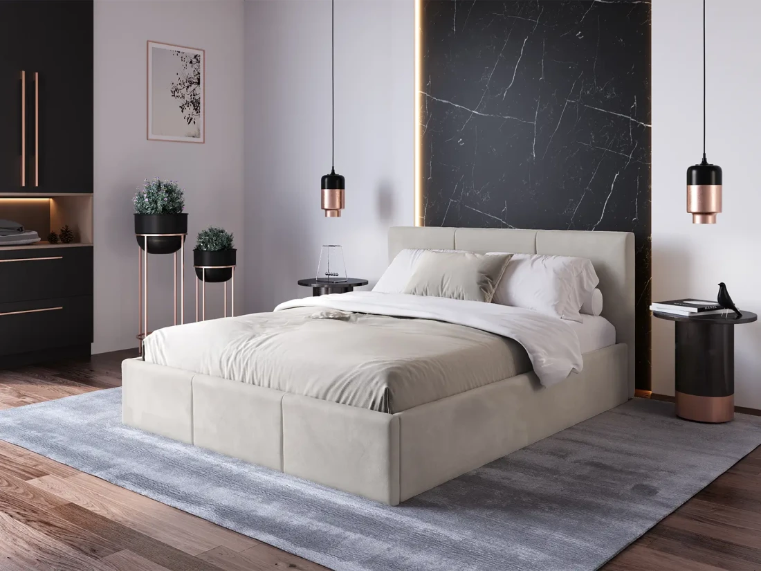  Łóżko tapicerowane z pojemnikiem 180x200 TOP line 7 Velvet Szary