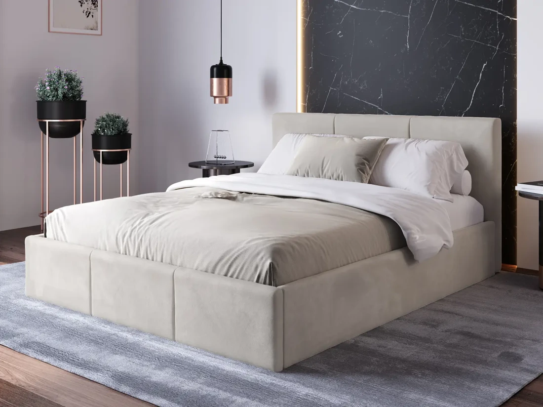  Łóżko tapicerowane z pojemnikiem 180x200 TOP line 7 Velvet Szary