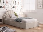 Łóżko dziecięce tapicerowane 90x200 ze stelażem beżowy Velvet Kids Line 3 Muszelka