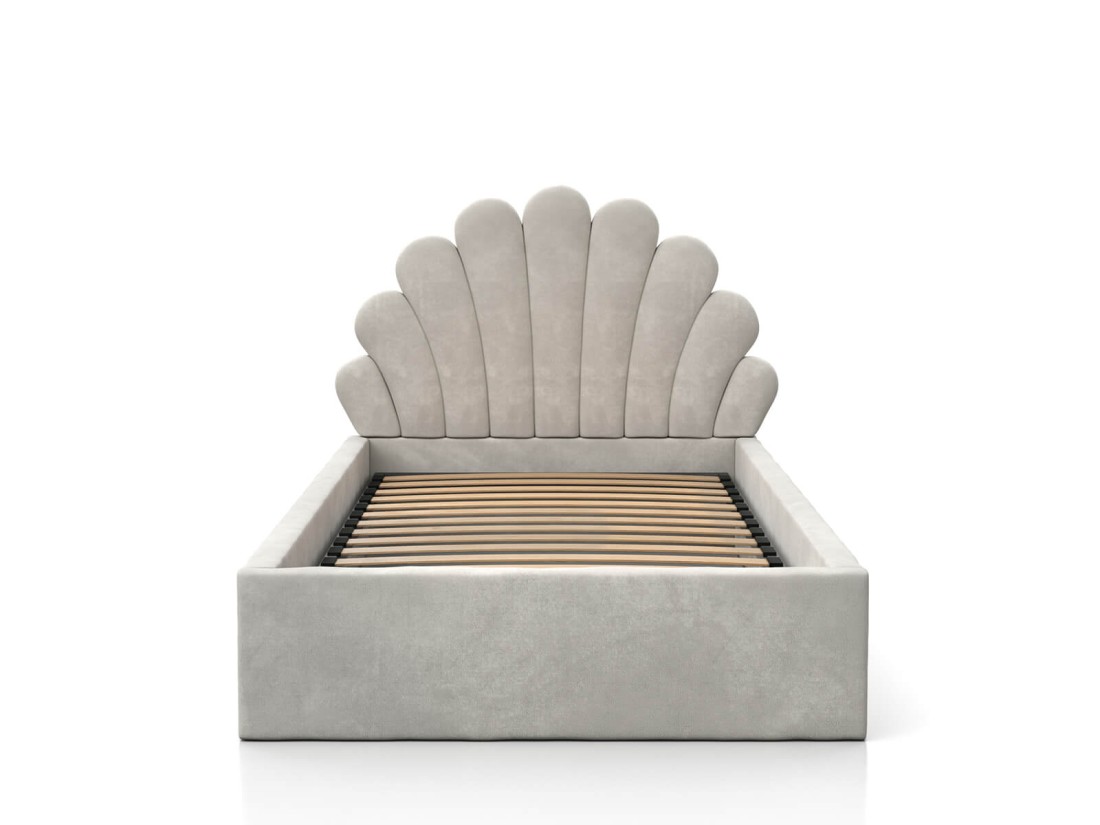 Łóżko dziecięce tapicerowane 90x200 ze stelażem szary Velvet Kids Line 3 Muszelka