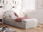 Łóżko dziecięce tapicerowane 90x200 ze stelażem szary Velvet Kids Line 3 Muszelka