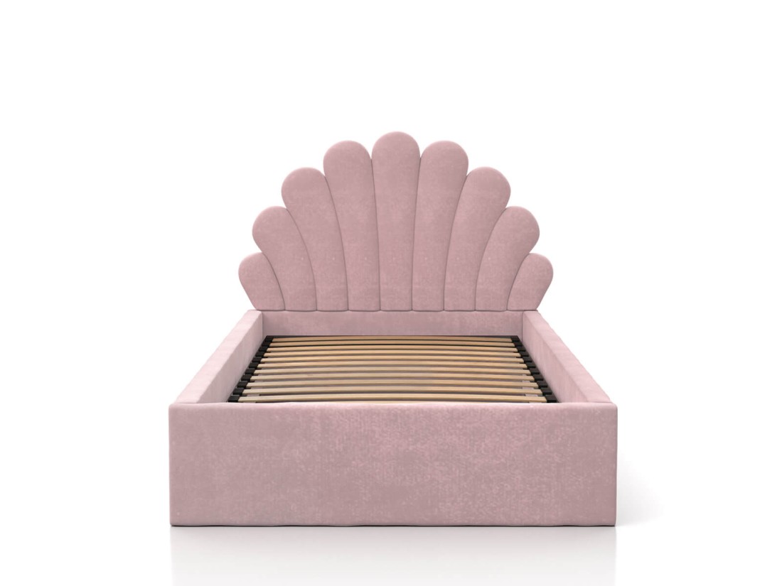 Łóżko dziecięce tapicerowane 90x200 ze stelażem różowy Velvet Kids Line 3 Muszelka
