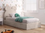 Łóżko dziecięce tapicerowane z pojemnikiem 90x200 ze stelażem beżowy Velvet Kids Line 1 Miś