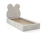 Łóżko dziecięce tapicerowane z pojemnikiem 90x200 ze stelażem szary Velvet Kids Line 1 Miś